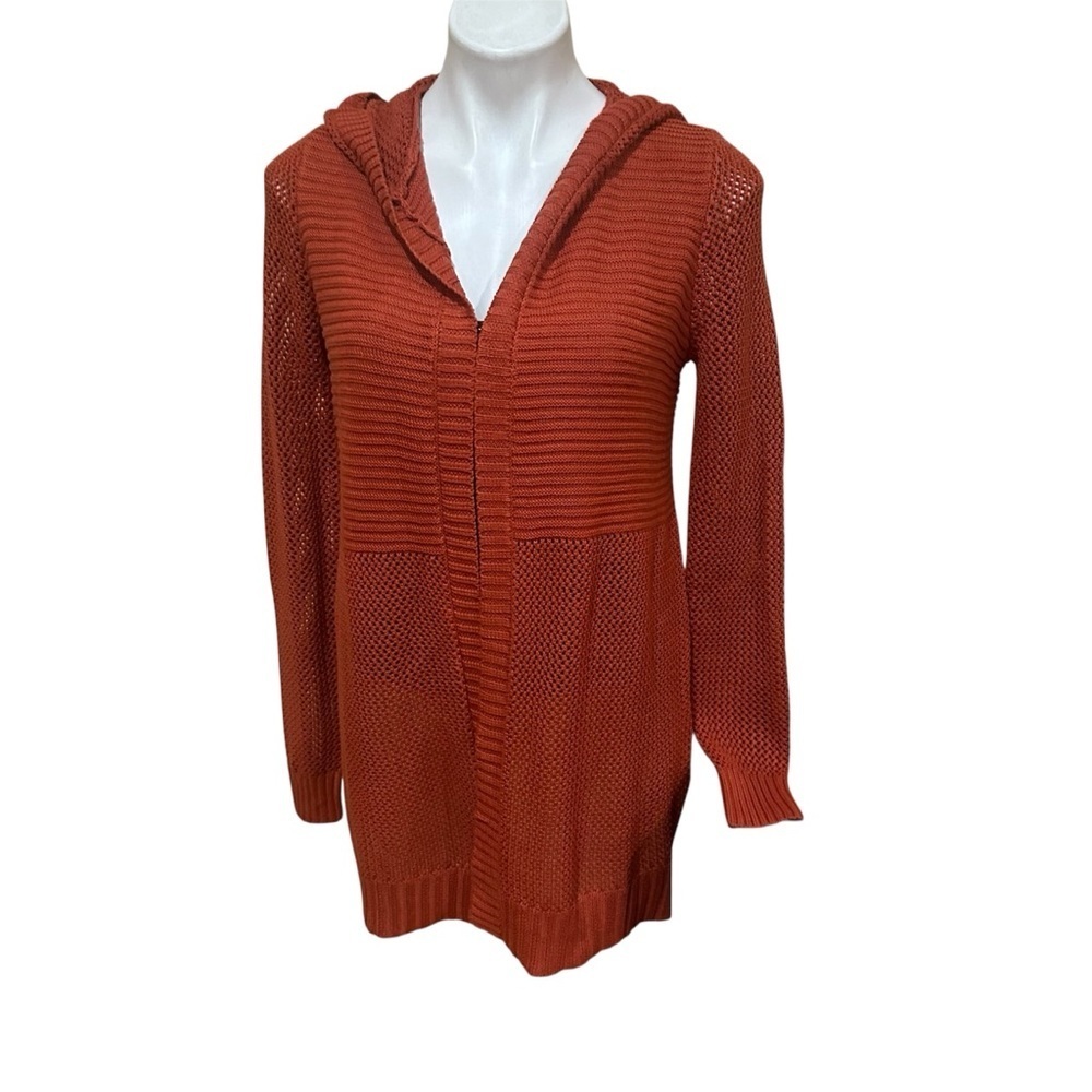 Marled Rust Hooded Cardigan